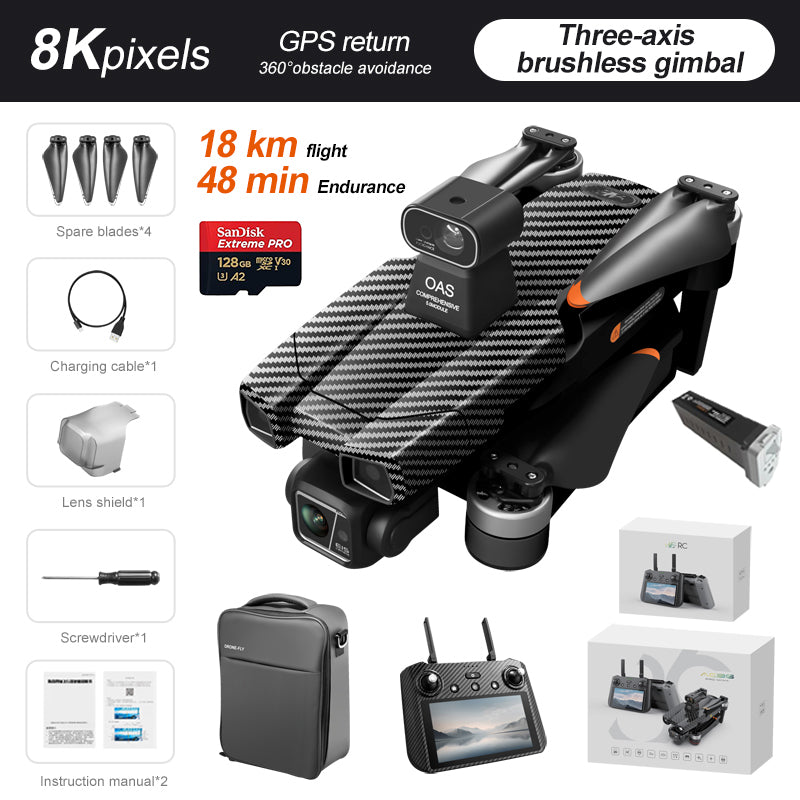 Levaplus AE86 Pro Max+ Drone – Gimbal 8K HD camera, 2nd-gen AI Chip, 11.2 miles(18KM) Flight, 48-min Endurance