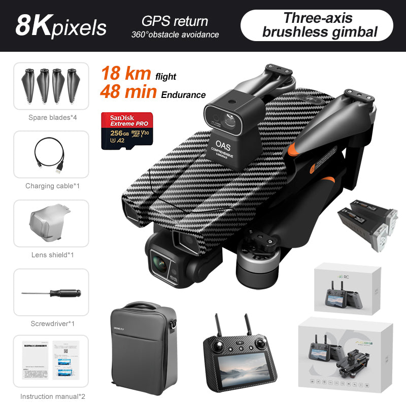 Levaplus AE86 Pro Max+ Drone – Gimbal 8K HD camera, 2nd-gen AI Chip, 11.2 miles(18KM) Flight, 48-min Endurance