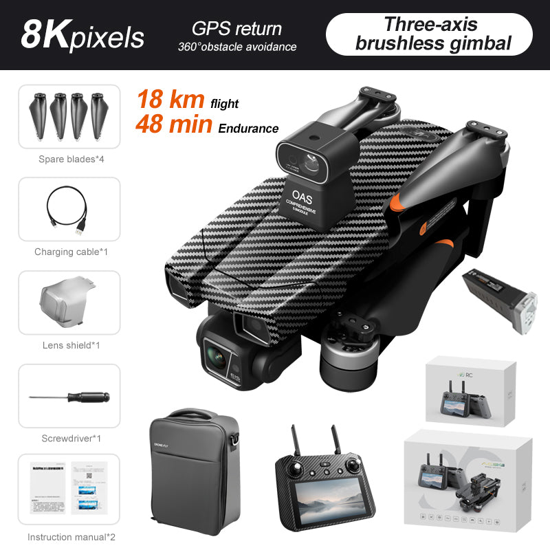 Levaplus AE86 Pro Max+ Drone – Gimbal 8K HD camera, 2nd-gen AI Chip, 11.2 miles(18KM) Flight, 48-min Endurance