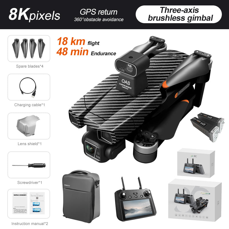 Levaplus AE86 Pro Max+ Drone – Gimbal 8K HD camera, 2nd-gen AI Chip, 11.2 miles(18KM) Flight, 48-min Endurance