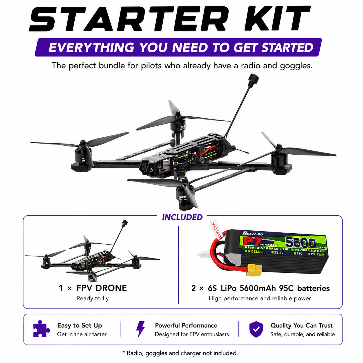 10" GEPRC EF10 Heavy Lift Analog FPV Drone, 3KG Payload, Caddx Ratel2, ELRS 2.4G