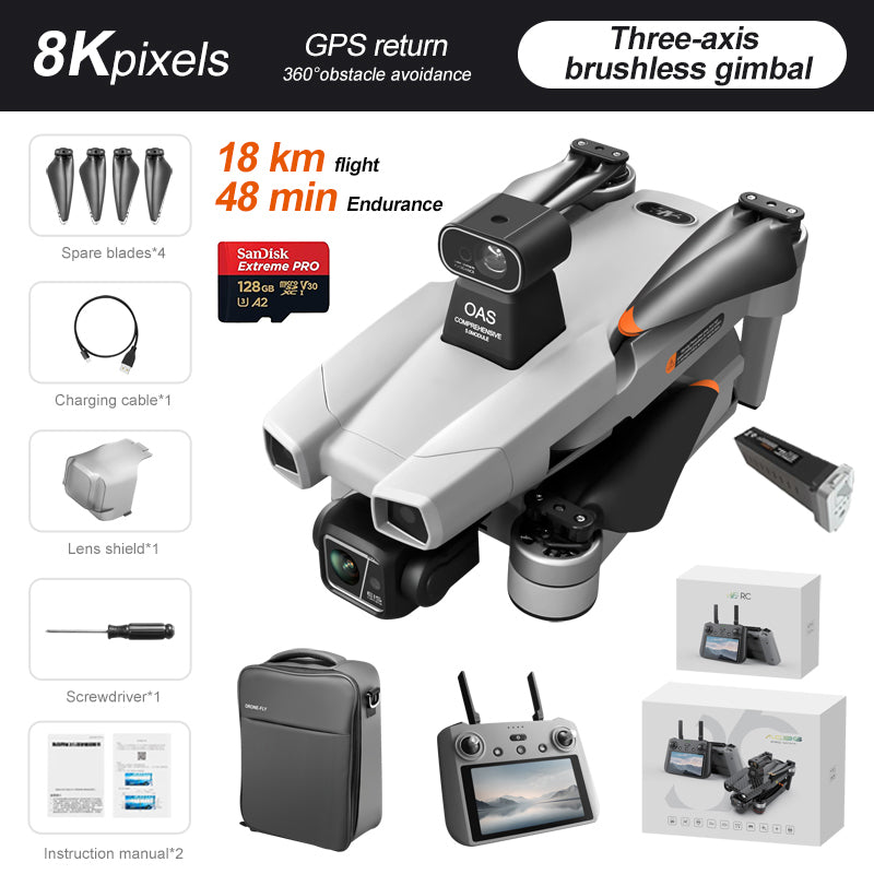 Levaplus AE86 Pro Max+ Drone – Gimbal 8K HD camera, 2nd-gen AI Chip, 11.2 miles(18KM) Flight, 48-min Endurance