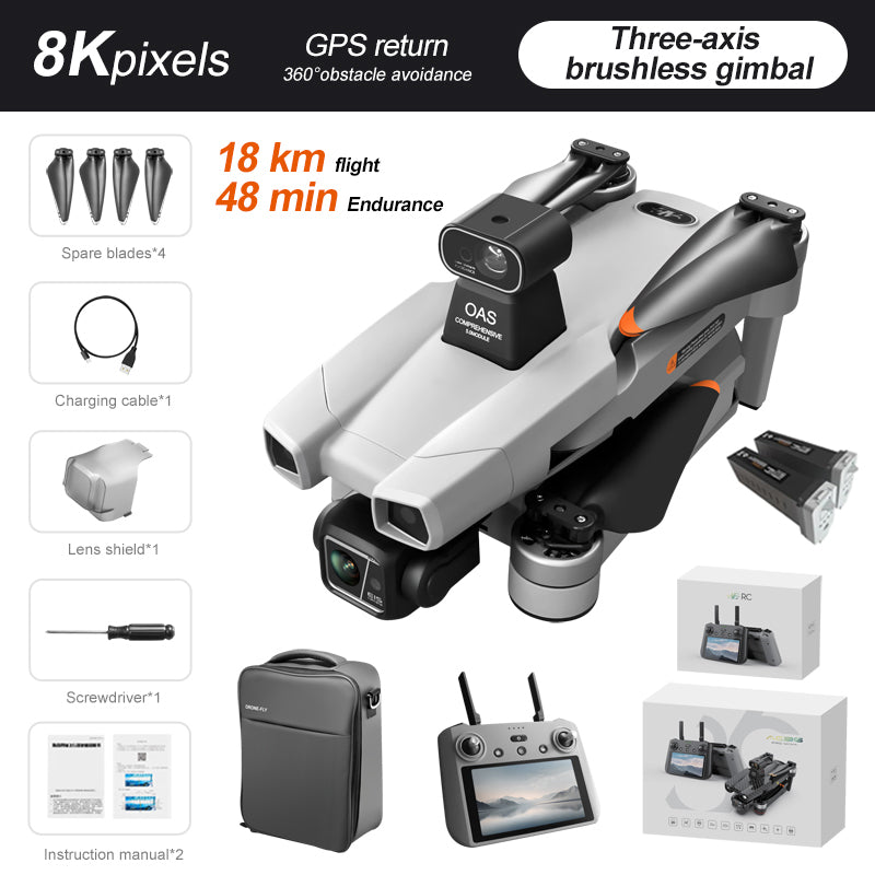 Levaplus AE86 Pro Max+ Drone – Gimbal 8K HD camera, 2nd-gen AI Chip, 11.2 miles(18KM) Flight, 48-min Endurance