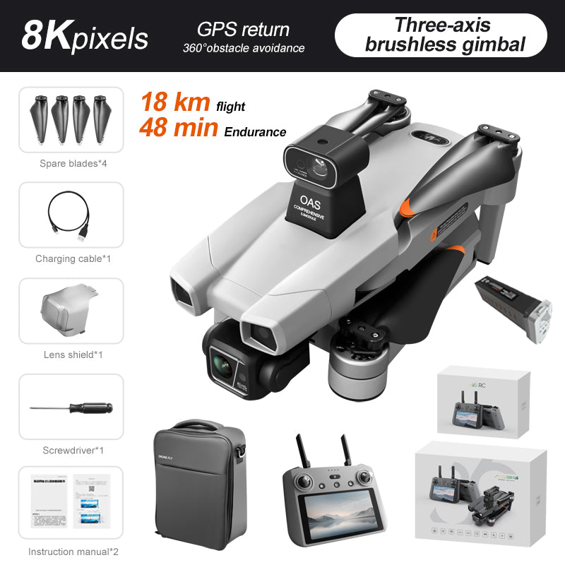 Levaplus AE86 Pro Max+ Drone – Gimbal 8K HD camera, 2nd-gen AI Chip, 11.2 miles(18KM) Flight, 48-min Endurance