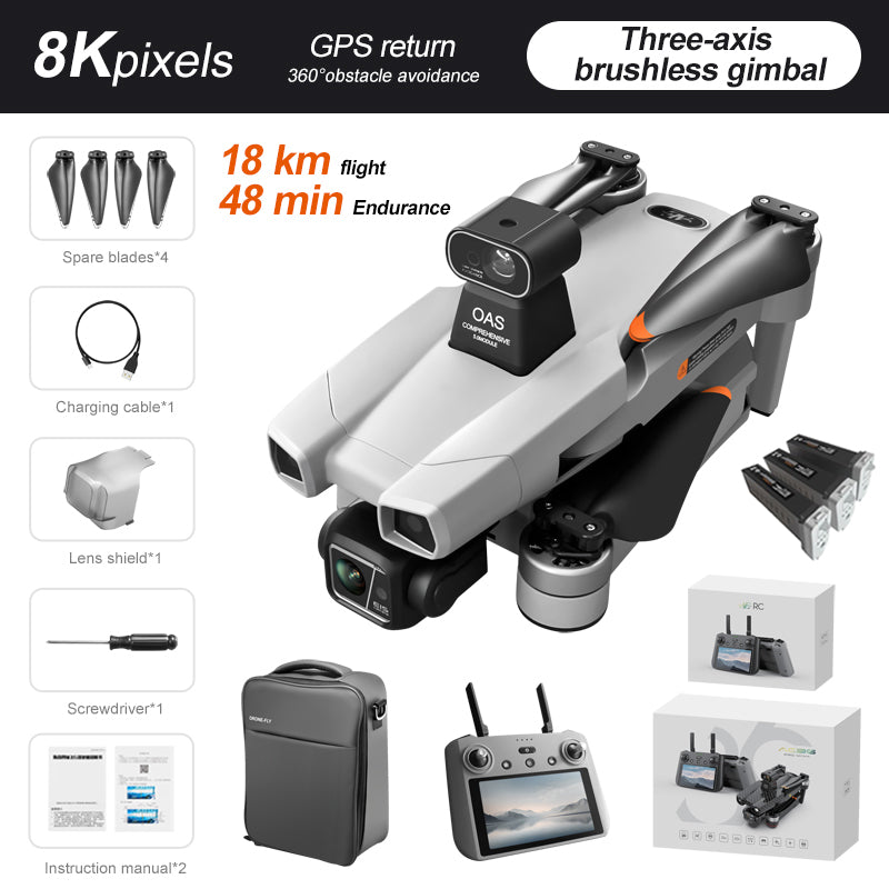 Levaplus AE86 Pro Max+ Drone – Gimbal 8K HD camera, 2nd-gen AI Chip, 11.2 miles(18KM) Flight, 48-min Endurance