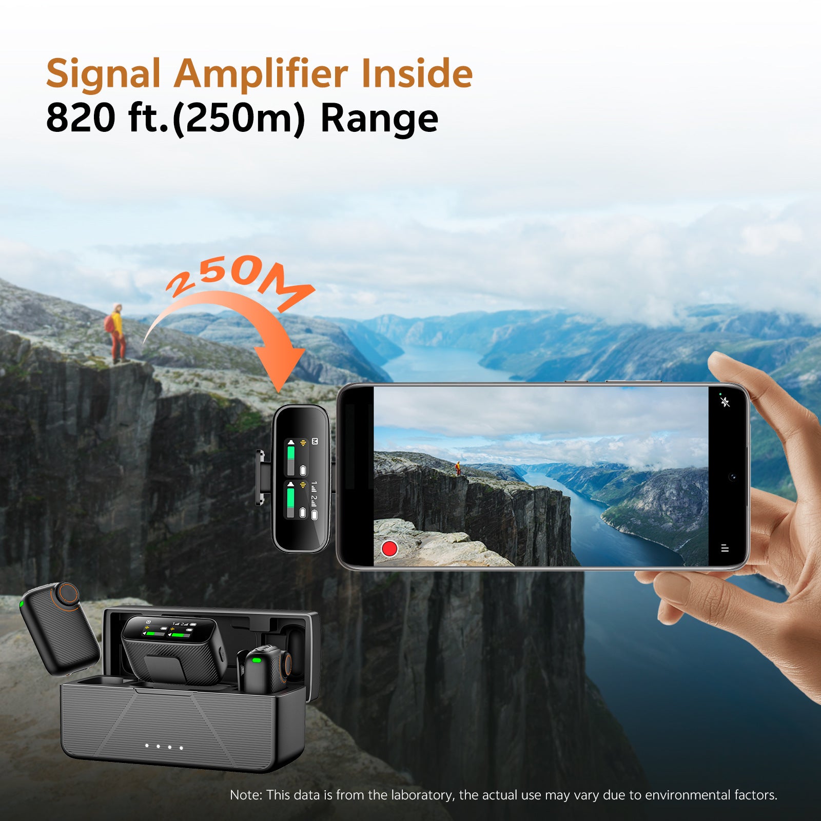 S20 Wireless Lavalier Microphone: 250m Range, Touchscreen, Noise Canceling & HiFi