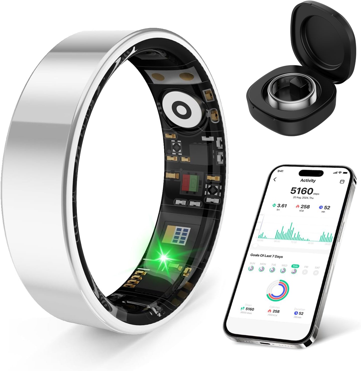 Levaplus Smart Ring with 24/7 Health Monitoring, Sleep Tracking & Fitness Insights – Waterproof, Long Battery Life, No Subscription Required