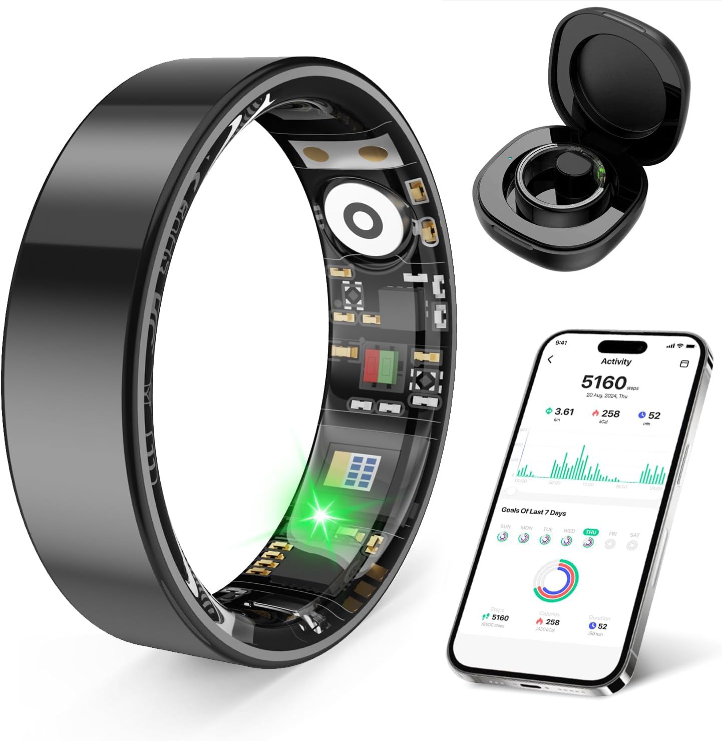 Levaplus Smart Ring with 24/7 Health Monitoring, Sleep Tracking & Fitness Insights – Waterproof, Long Battery Life, No Subscription Required