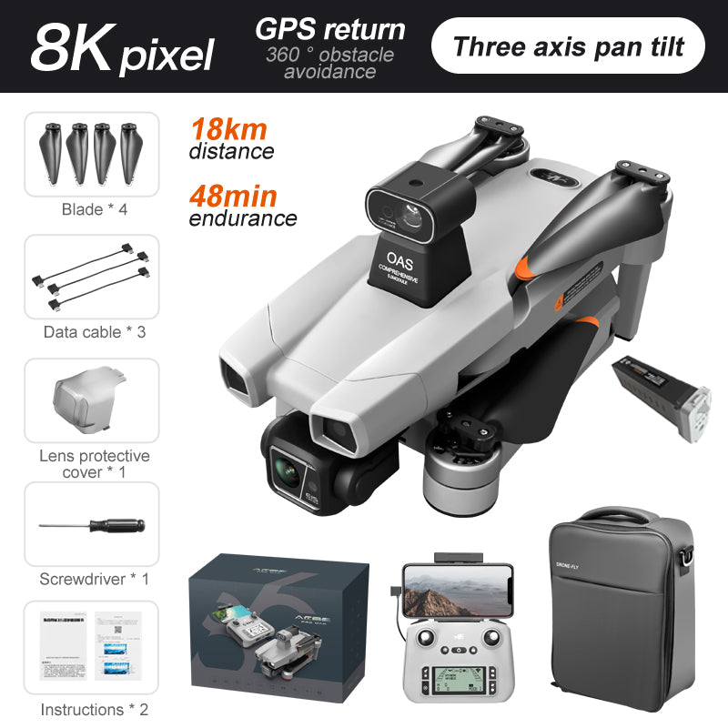Levaplus AE86 Pro Max+ Drone – Gimbal 8K HD camera, 2nd-gen AI Chip, 11.2 miles(18KM) Flight, 48-min Endurance