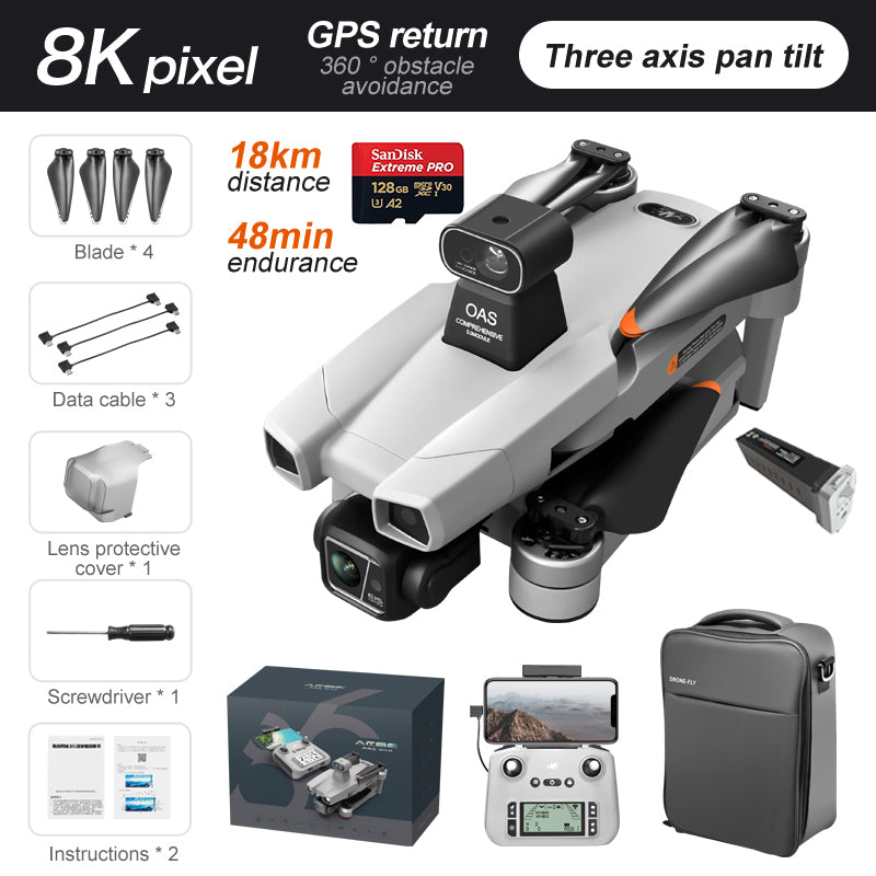 Levaplus AE86 Pro Max+ Drone – Gimbal 8K HD camera, 2nd-gen AI Chip, 11.2 miles(18KM) Flight, 48-min Endurance