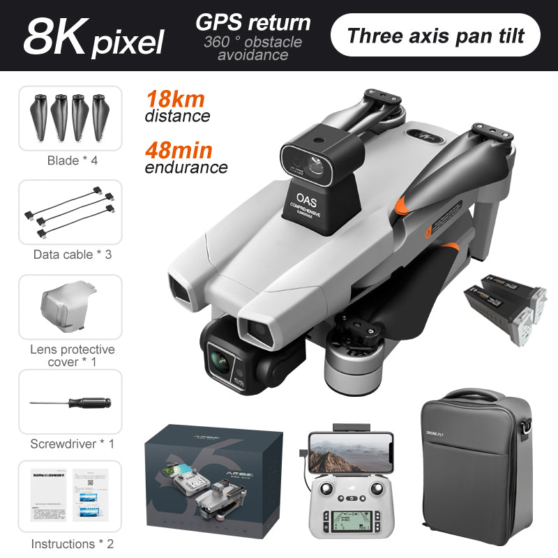 Levaplus AE86 Pro Max+ Drone – Gimbal 8K HD camera, 2nd-gen AI Chip, 11.2 miles(18KM) Flight, 48-min Endurance
