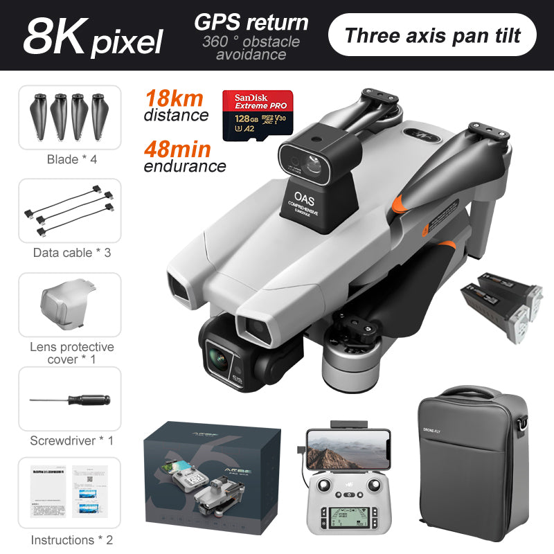 Levaplus AE86 Pro Max+ Drone – Gimbal 8K HD camera, 2nd-gen AI Chip, 11.2 miles(18KM) Flight, 48-min Endurance
