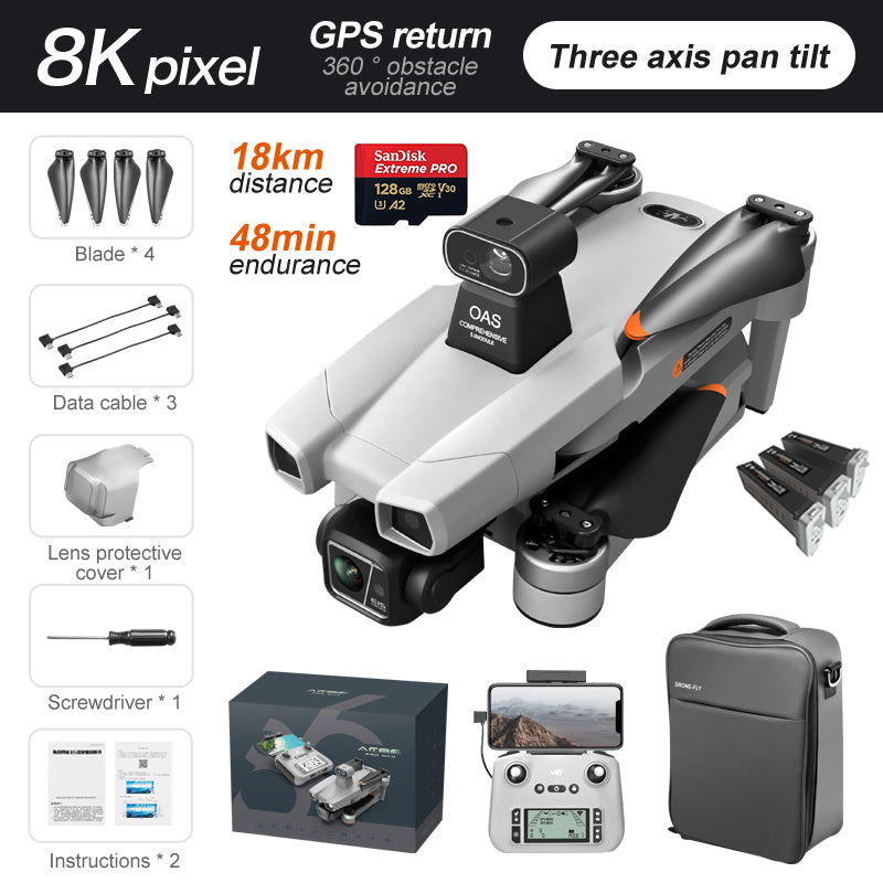 Levaplus AE86 Pro Max+ Drone – Gimbal 8K HD camera, 2nd-gen AI Chip, 11.2 miles(18KM) Flight, 48-min Endurance