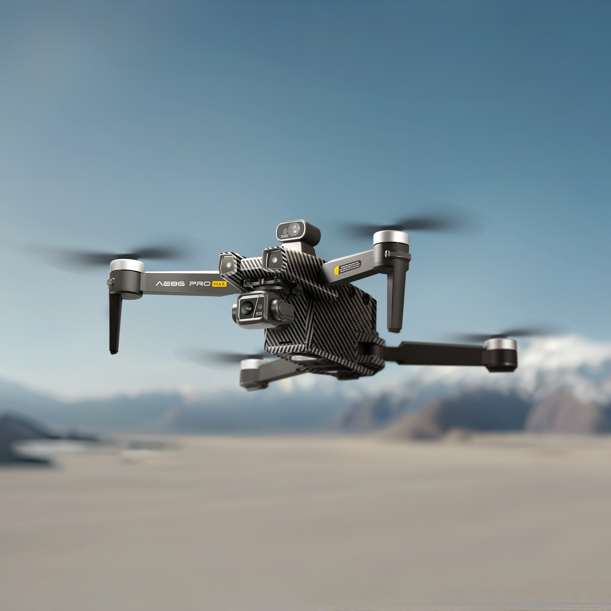 Levaplus AE86 Pro Max+ 8K GPS drone in flight with a stabilized gimbal camera