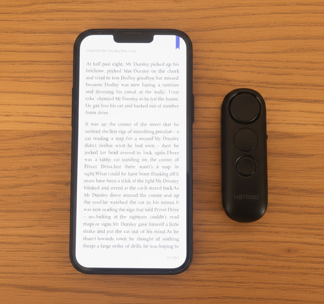 Remote Control Page Turner with smartphone for wireless page turning and camera control