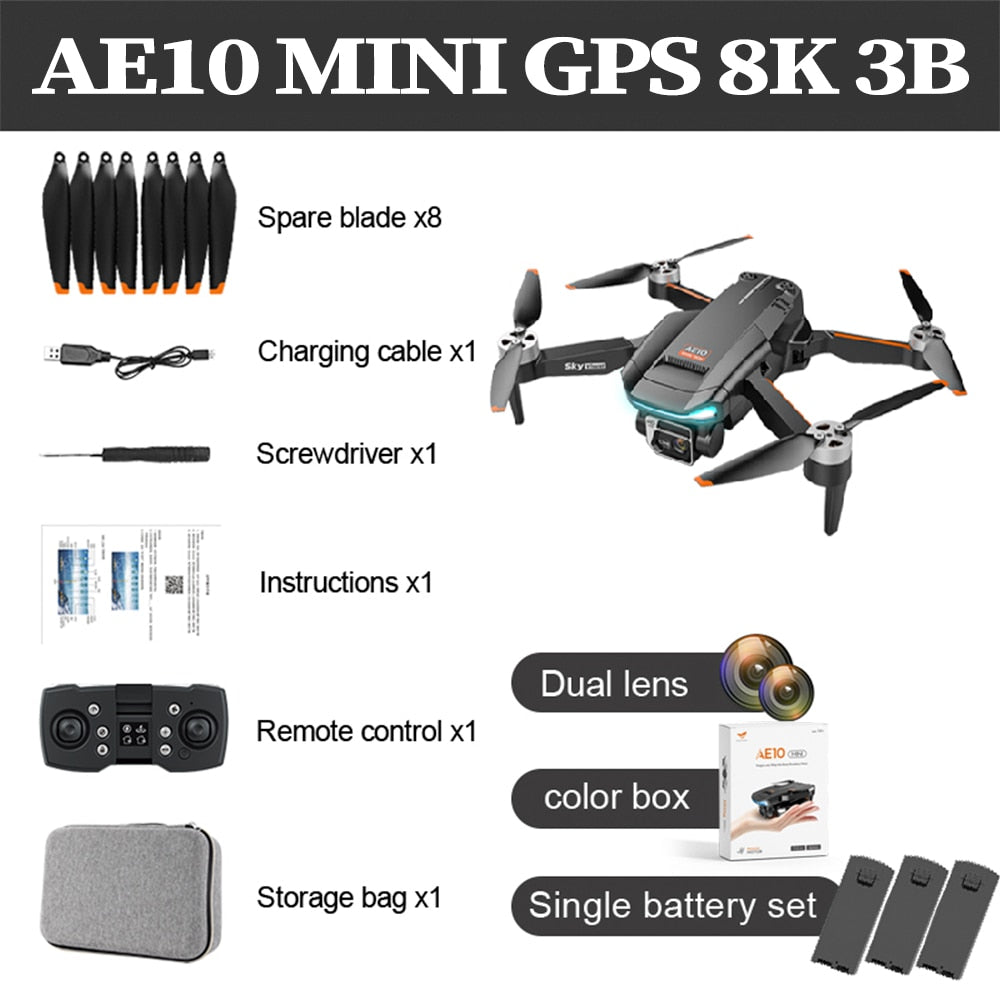 New AE10 Mini folding Drone 8K HD Dual Camera - Levaplus USA