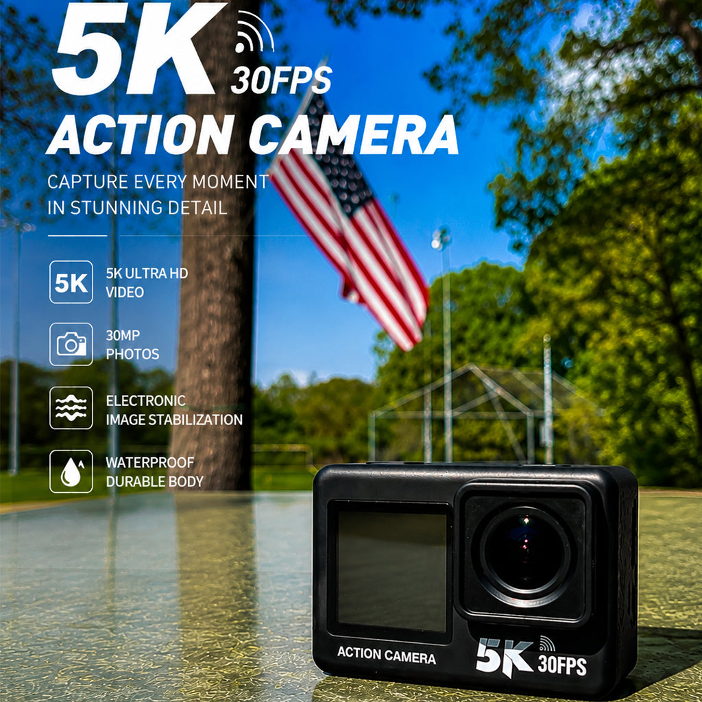 Levaplus 5K 30fps Ultra HD Video Action Camera--50MP Photo, EIS, WiFi Remote Control, 30m Waterproof
