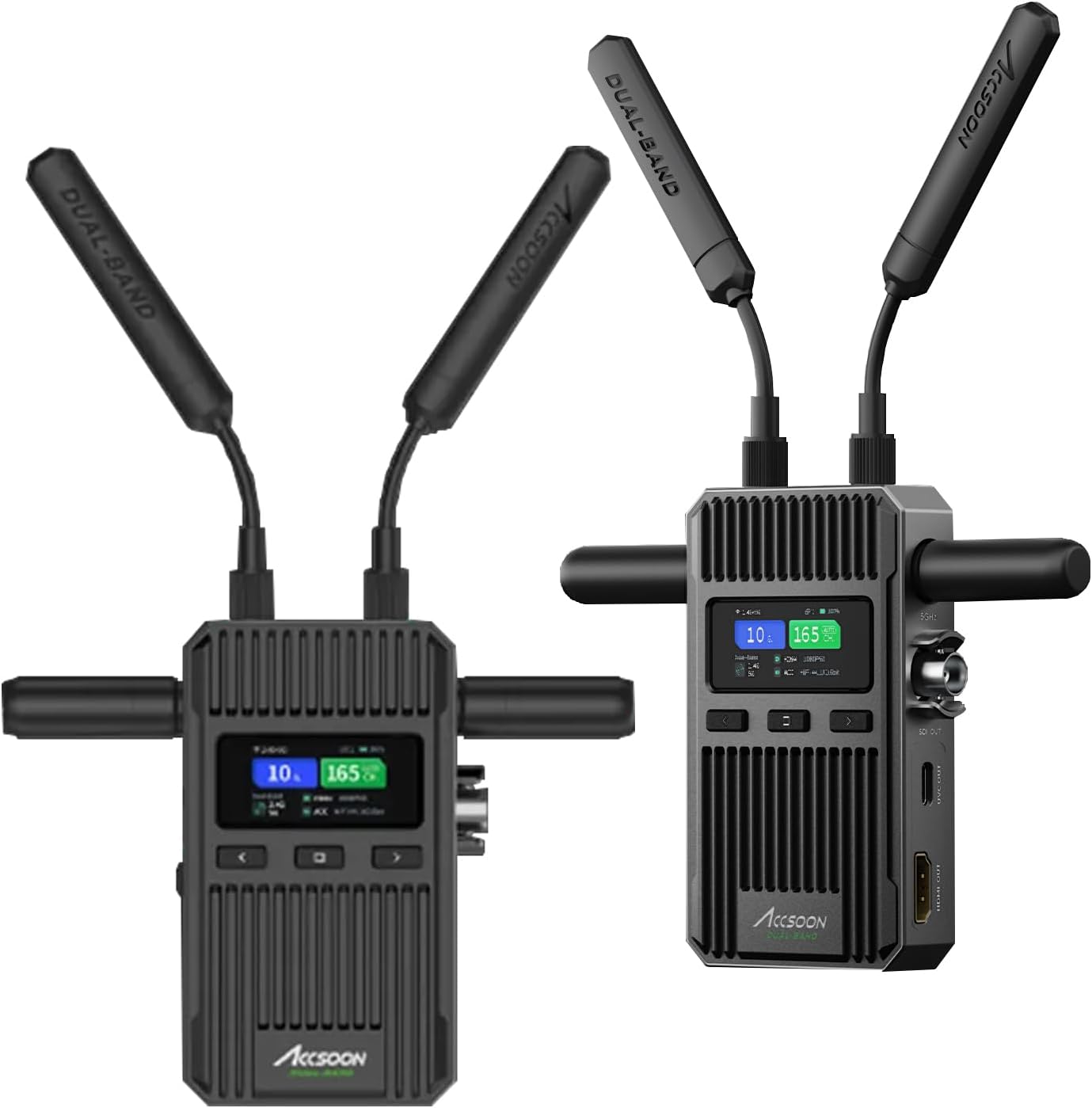 Accsoon CineView 2 SDI wireless video transmitter and receiver system with dual-band antennas and HDMI SDI connectivity