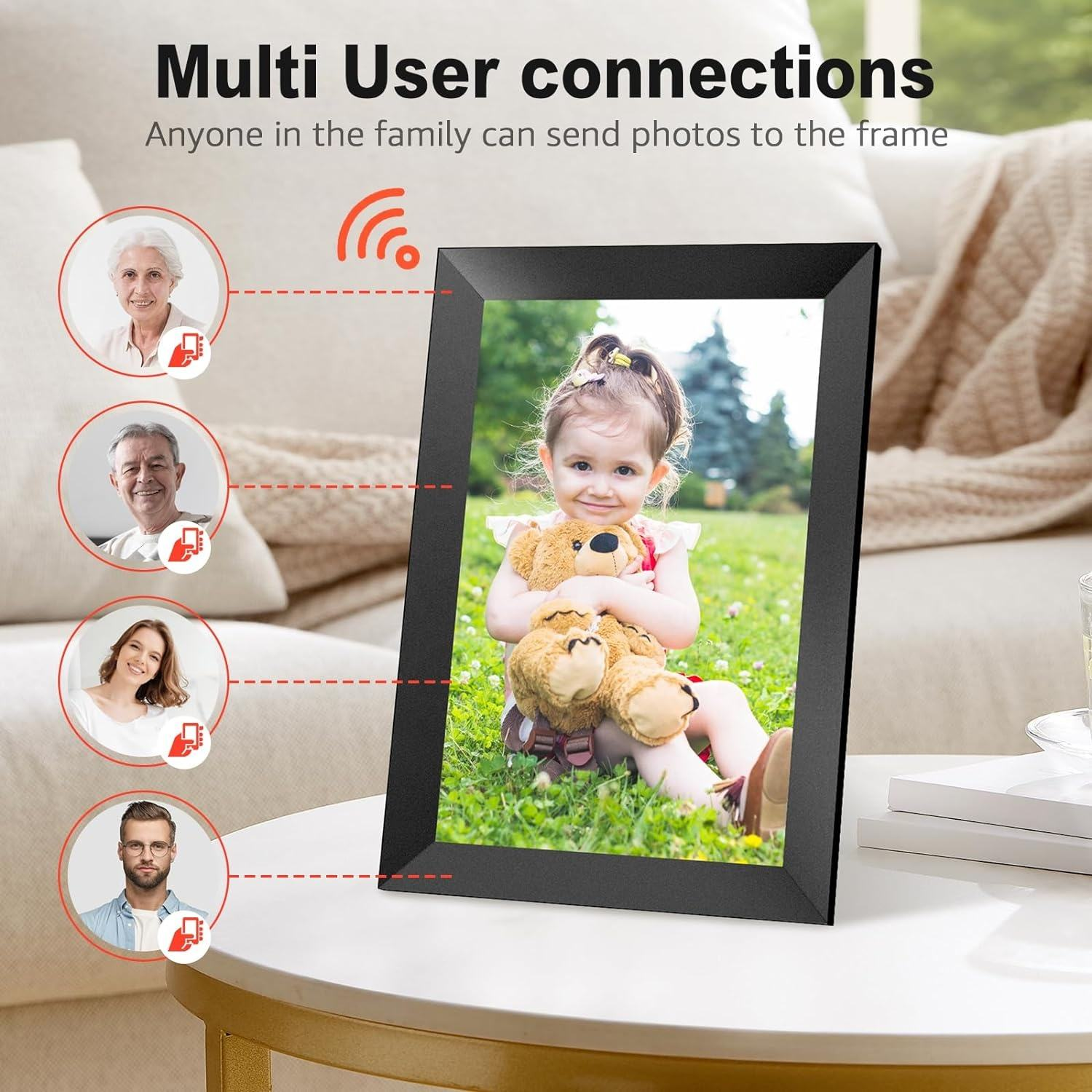 Levaplus Digital Photo Frame |Touch Screen Display | Auto-Rotation Feature | 720P / 1080P  |  Securely Share Photos/Videos | APP Upload