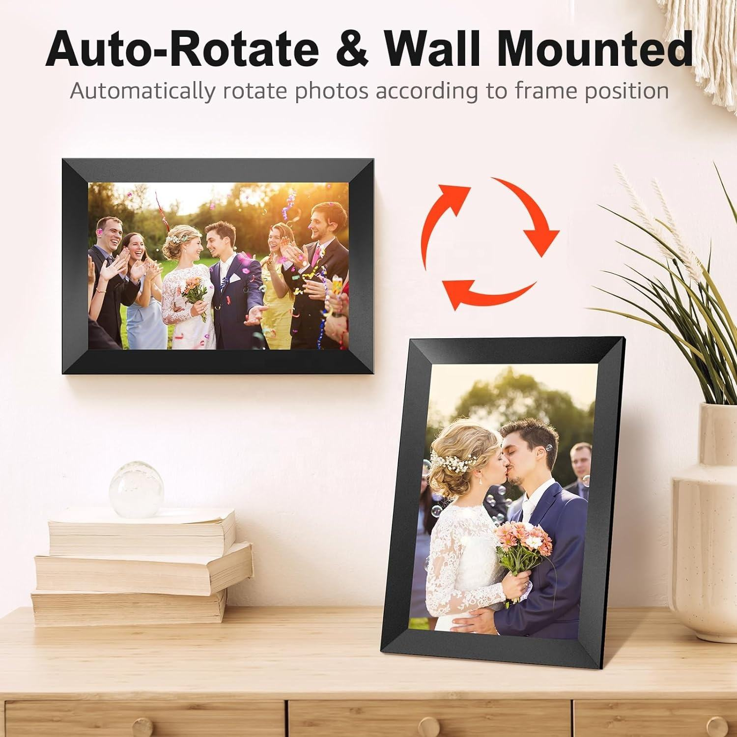 Levaplus Digital Photo Frame |Touch Screen Display | Auto-Rotation Feature | 720P / 1080P  |  Securely Share Photos/Videos | APP Upload