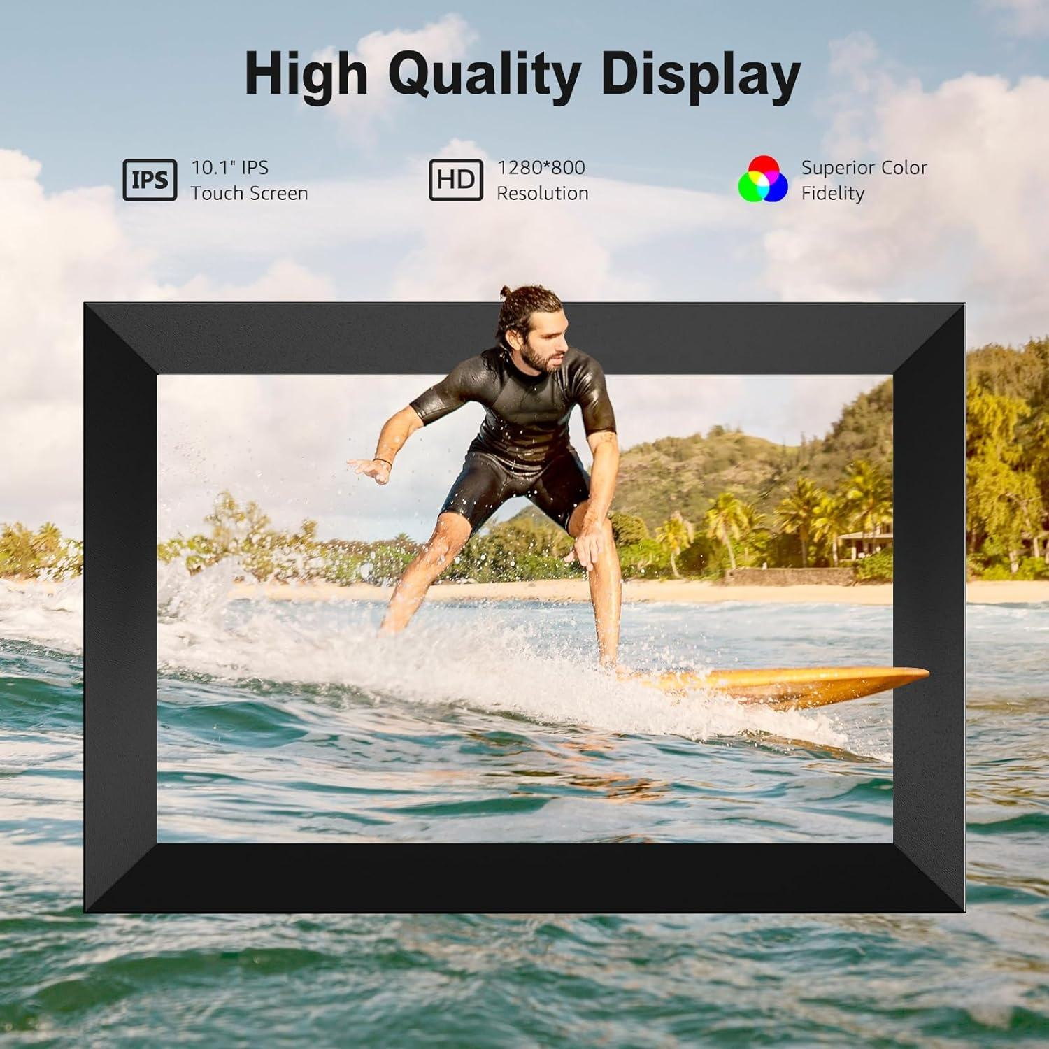 Levaplus Digital Photo Frame |Touch Screen Display | Auto-Rotation Feature | 720P / 1080P  |  Securely Share Photos/Videos | APP Upload