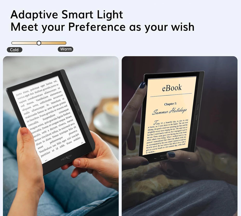 Meebook E-Reader M7 | 6.8' Eink Carta Screen | 300PPI Smart Light | Android 11 | Ouad Core Processor | Out Speaker | Support Google Play Store | 3GB+32GB Storage | Micro-SD Slot | Grey