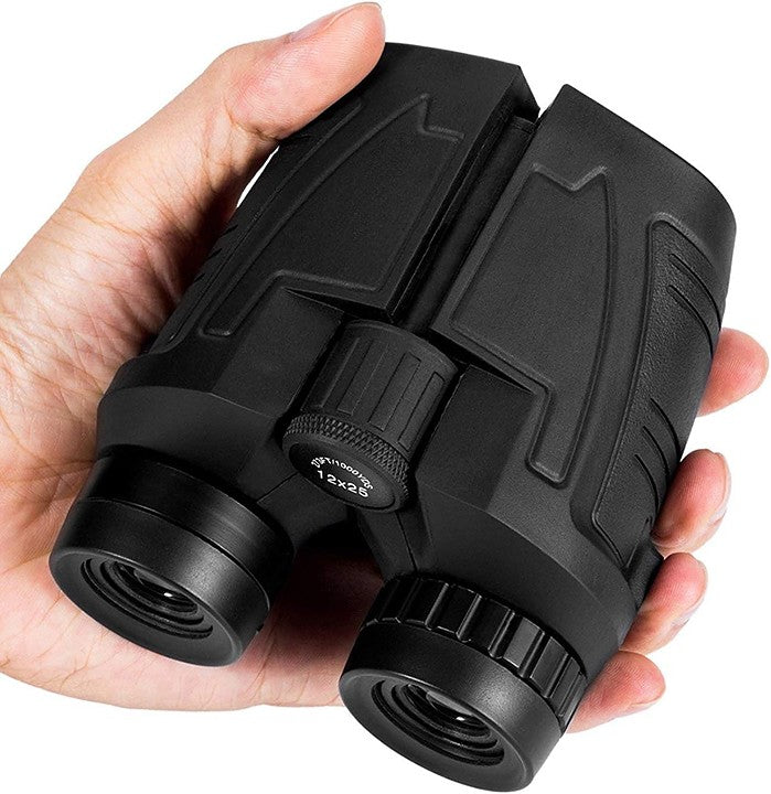 12x25 Compact Binoculars for Adults and Kids - Large Eyepiece Waterproof Binoculars for Bird Watching - High Powered Easy Focus Binoculars with Low Light Vision for Outdoor Hunting Travel