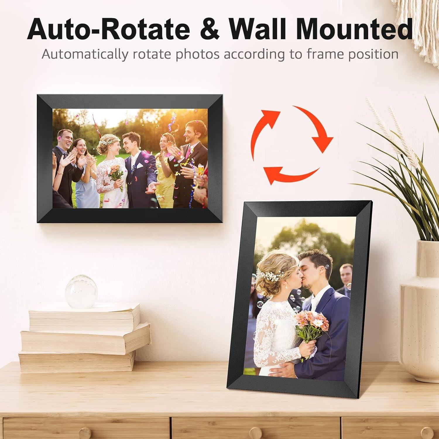 Levaplus Digital Picture Frame with automatic photo rotation for portrait and landscape viewing