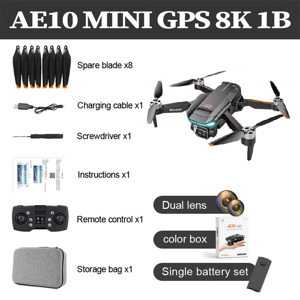 New AE10 Mini folding Drone 8K HD Dual Camera - Levaplus USA