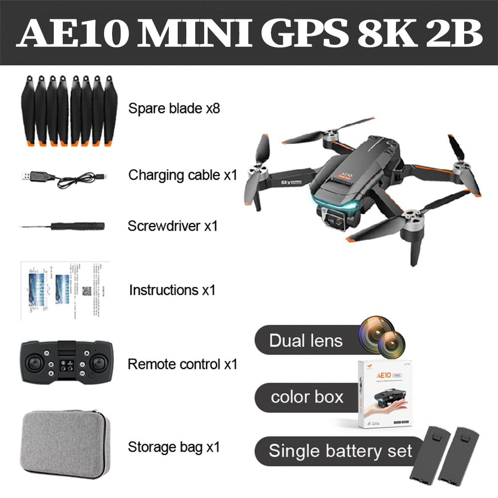 New AE10 Mini folding Drone 8K HD Dual Camera - Levaplus USA